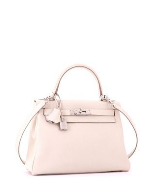 Kelly 28 Handbag Light Togo with Palladium Hardware