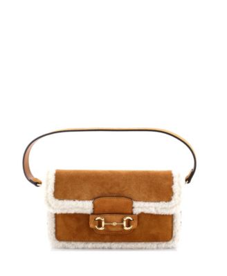 Mini Horsebit 1955 Shoulder Bag Suede with Shearling