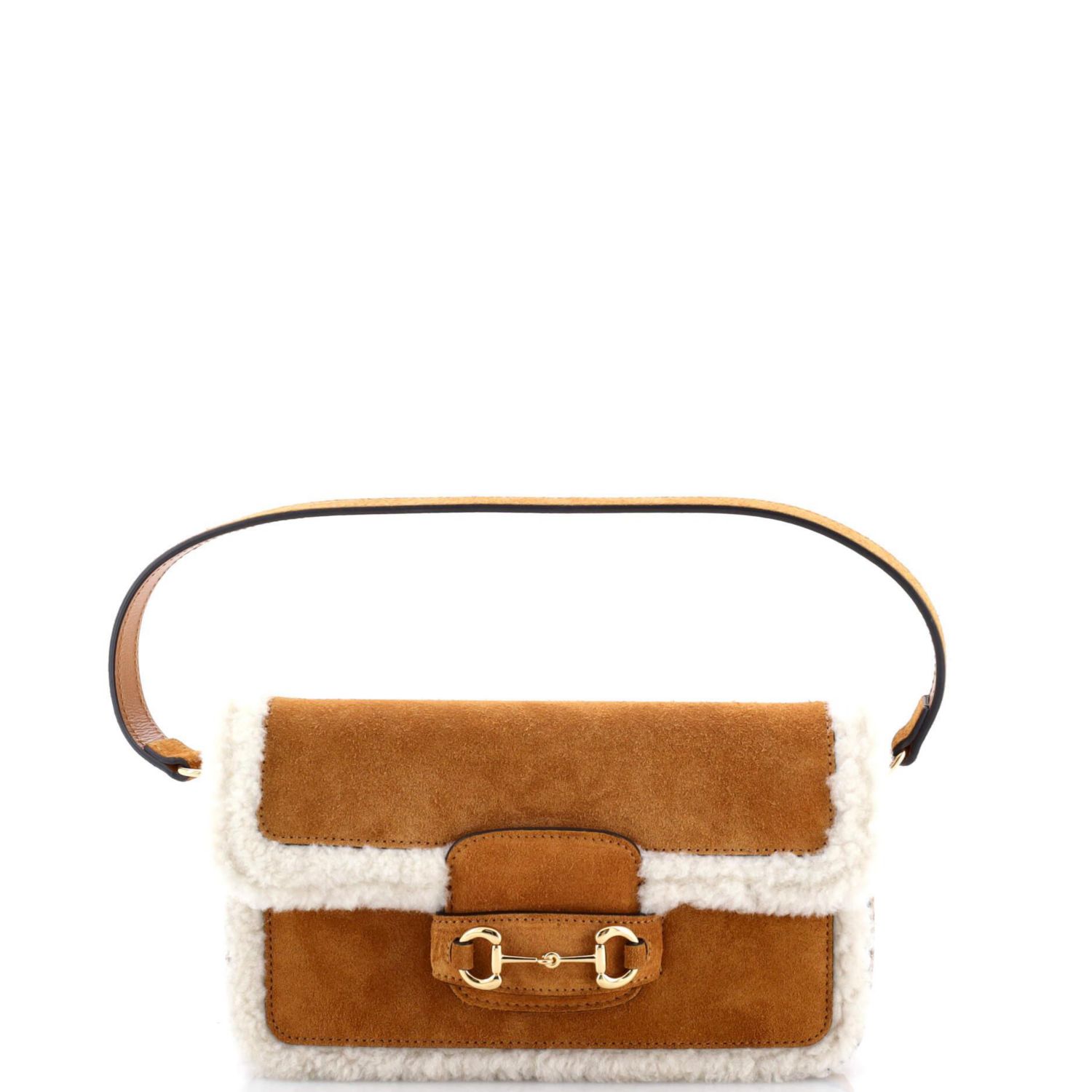 Mini Horsebit 1955 Shoulder Bag Suede with Shearling