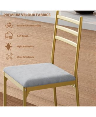 Set of 2 Modern Gold Bar Stools, Padded Seat, Iron Back, 250 lbs Capacity, Counter Height Kitchen Chairs