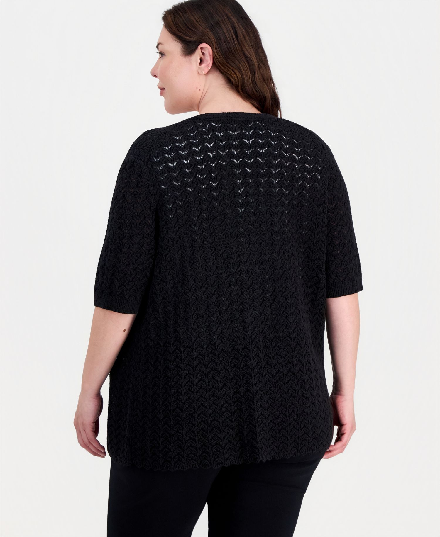 Petite V-Neck Button-Front Sweater