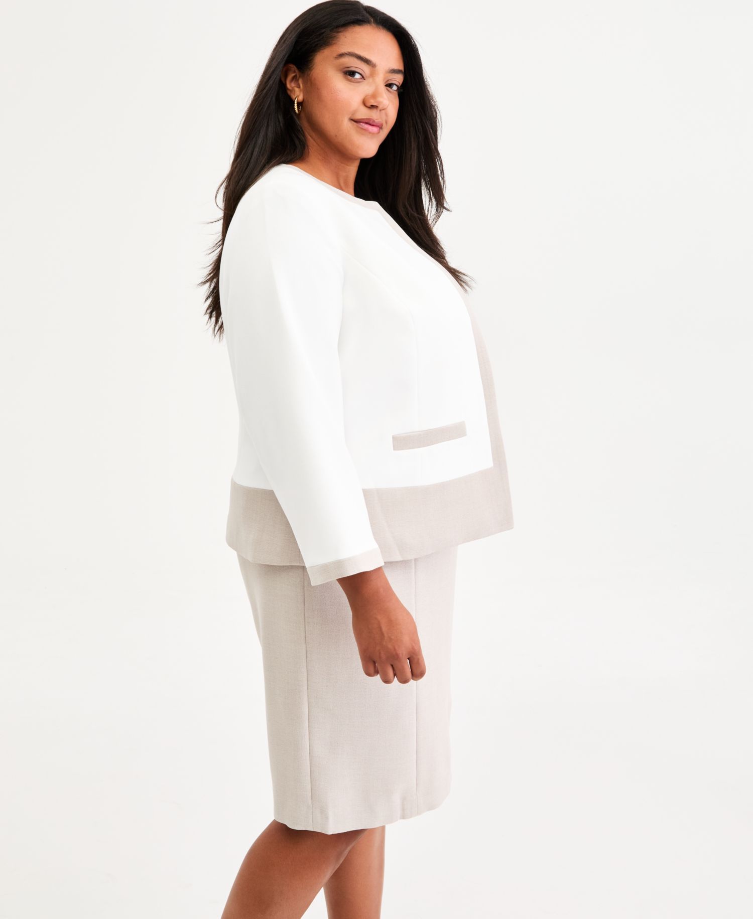 Plus Size Colorblocked Cardigan Jacket