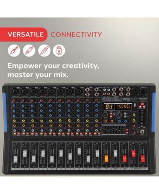 12-Ch Bluetooth Studio Mixer Console System with Built-in Bluetooth and 16 Bit DSP (PMXU128BT)