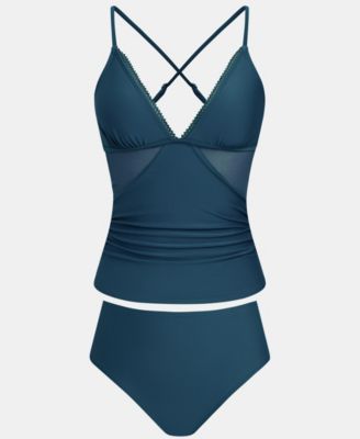 Women's V-Neck Adjustable Straps Tankini Set