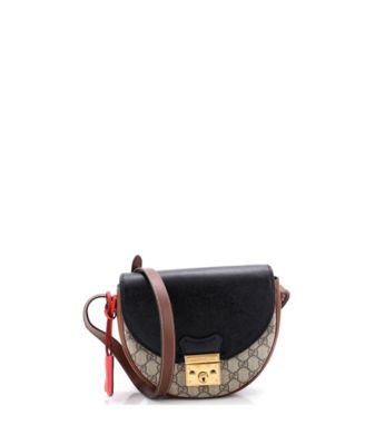 Small Padlock Saddle Shoulder Bag GG Coated Canvas and Leather