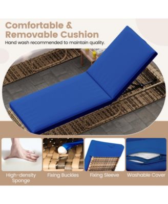 Chaise Lounge Chair w/ Adjustable Backrest Cushion and Storage Outdoor