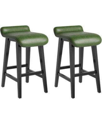 Set of 2 Modern 26.2" Counter Height Bar Stools, Upholstered Kitchen Stools with Wood Legs