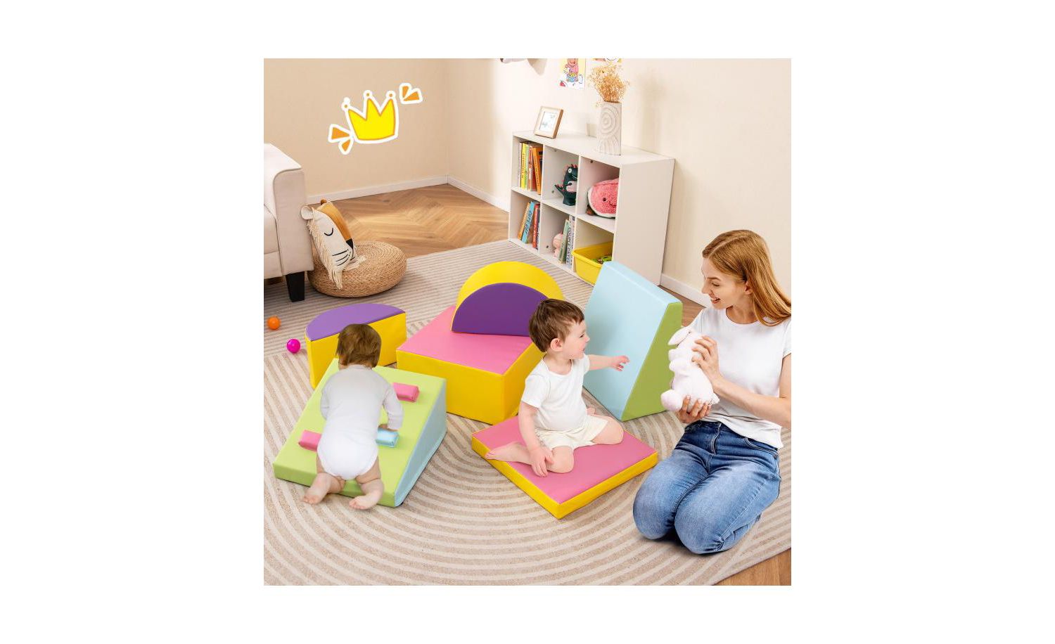 6 Piece Foam Climbing Blocks with Hook and Loop Fasteners