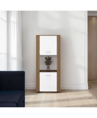 Hyder Bookcase with Upper and Lower Doors, Open Center Shelf and Vertical Design