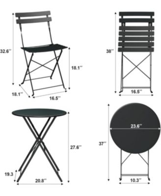 3-Piece Folding Bistro Set, 2 Chairs and 1 Table, Weather-Resistant Outdoor/Indoor Conversation Set
