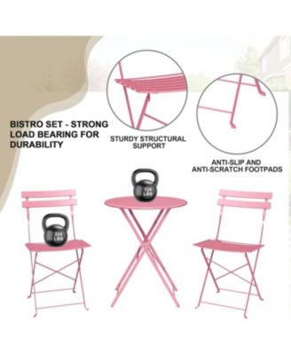 3-Piece Folding Bistro Set, 2 Chairs and 1 Table, Weather-Resistant Outdoor/Indoor Conversation Set
