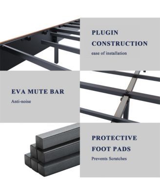 Full Size Metal Platform Bed Vintage Brown Under Bed Storage No Box Spring Needed