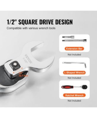 Crowfoot Wrench Set, 1/2" Drive 14-Piece SAE (1-1/16" - 2") Crows Foot Wrench Set with Storage Tray, 40CR Material with Laser Etched Sizing