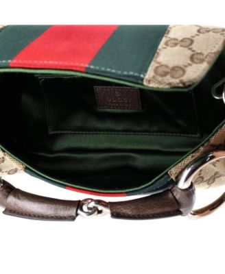 Small Horsebit NM Web Chain Clutch GG Canvas