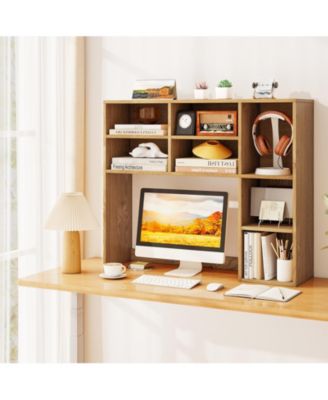 Desktop Bookshelf with 7 Open Cubbies and 3 Adjustable Shelves