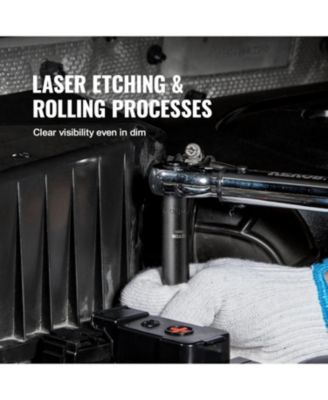 Rive Impact Socket Set, 48 Piece Socket Set SAE and Metric 8-22mm 6 Point Cr-V Drive Extension Bar Universal Joint and Power Drill Adapter