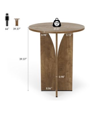 Round Bar Table, 39.37'' H Counter Height Cocktail Table, Wooden High Top Home Bar Unit