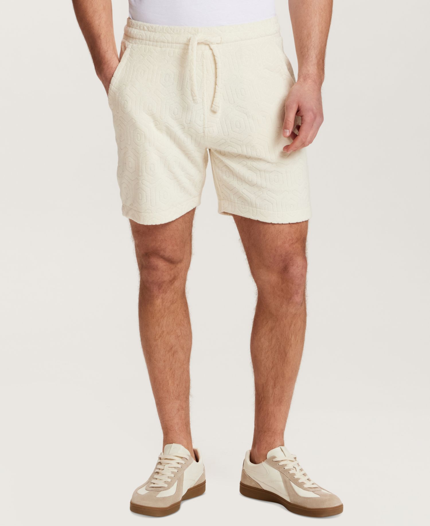 Men's Geometric Terry Knit Drawstring Shorts