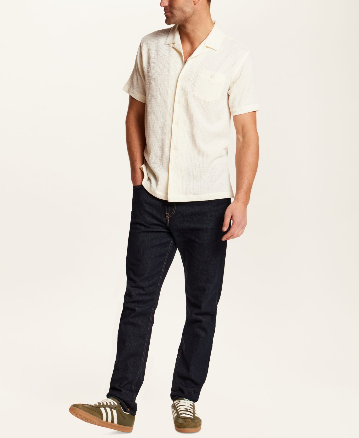 Men's Crinkle Texture Camp Collar Shirt