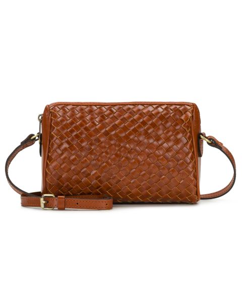 Женская сумка Patricia Nash Romy Small Woven Leather Crossbody, цвет: Коньячный