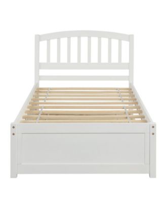 Twin Size Wood Platform Bed With Trundle Pine Wood No Box Spring
