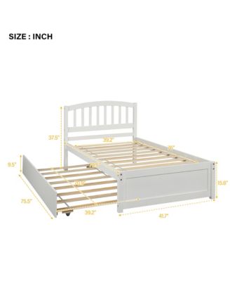 Twin Size Wood Platform Bed With Trundle Pine Wood No Box Spring