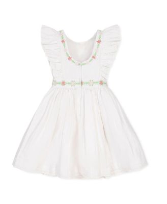 Toddler Girls Linen Ruffle Jumper with Embroidery
