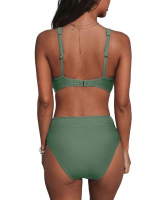 Women's V-Neck High-Waist Bikini Set with Wide Waistband