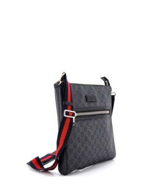 Medium Web Strap Front Zip Messenger Bag GG Coated Canvas