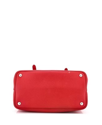 Medium Half Flap Double Turn Lock Satchel Saffiano Leather