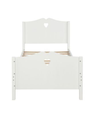 Twin Size Platform Bed Frame with Wood Slat Support Headboard Footboard and Classic Design