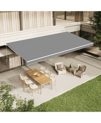 16'x10' Manual Retractable Awning Sun Shade, Patio Awning Canopy