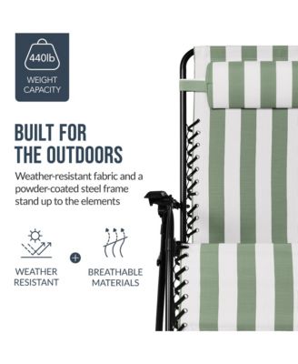 Set of 2 Extra Wide Zero Gravity Lounge Chair Recliners w/ Cup Holder