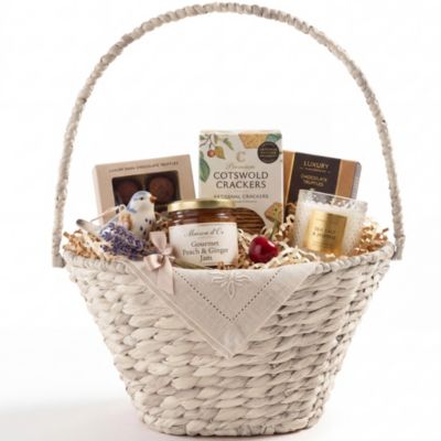 Easter Basket, Small Woven Easter Basket for Kids w/ Collapsible Handle, Tapered Shape