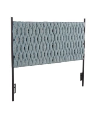 Fabric Queen Headboard with Black Metal Frame and Braided Tufting