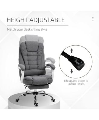 Executive Office Chair with Footrest Linen-Fabric Computer Chair Adjustable