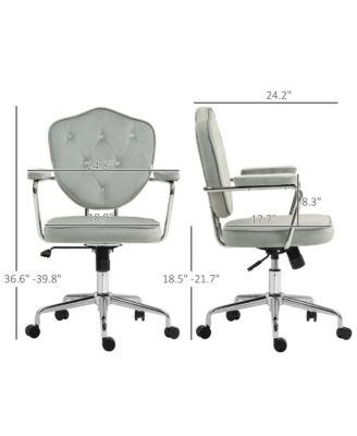 Cute Home Office Chair with Button Tufted Velvet-Feel Fabric