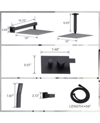 10-Inch Ceiling Mount Rainfall Shower System, All-Metal Rain Showerhead with Handheld Sprayer