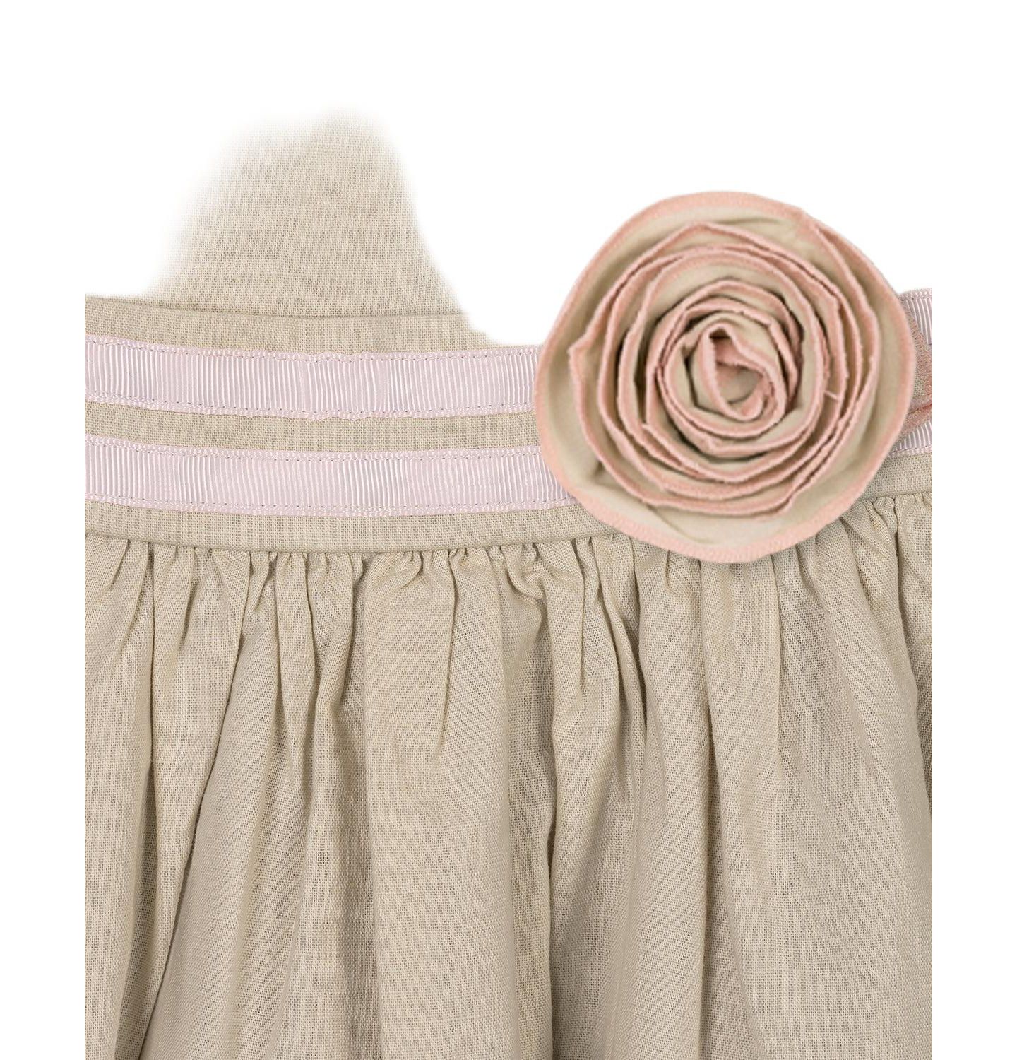 Платье Hope & Henry Linen Cami Rosette Dress для девочек-малышей, цвет: Светлый бежевый — фото 4
