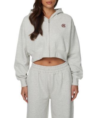 Women's Cropped Zipped Halftone Hoodie