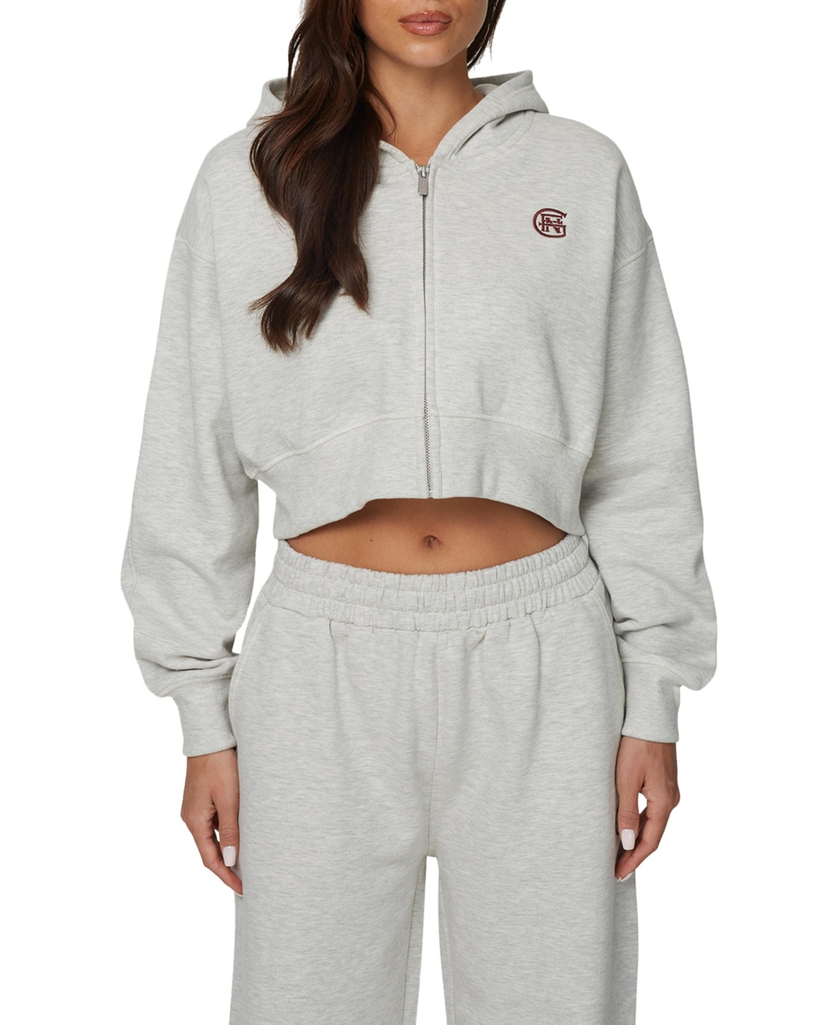 Good For Nothing Women's Cropped Zipped Halftone Hoodie