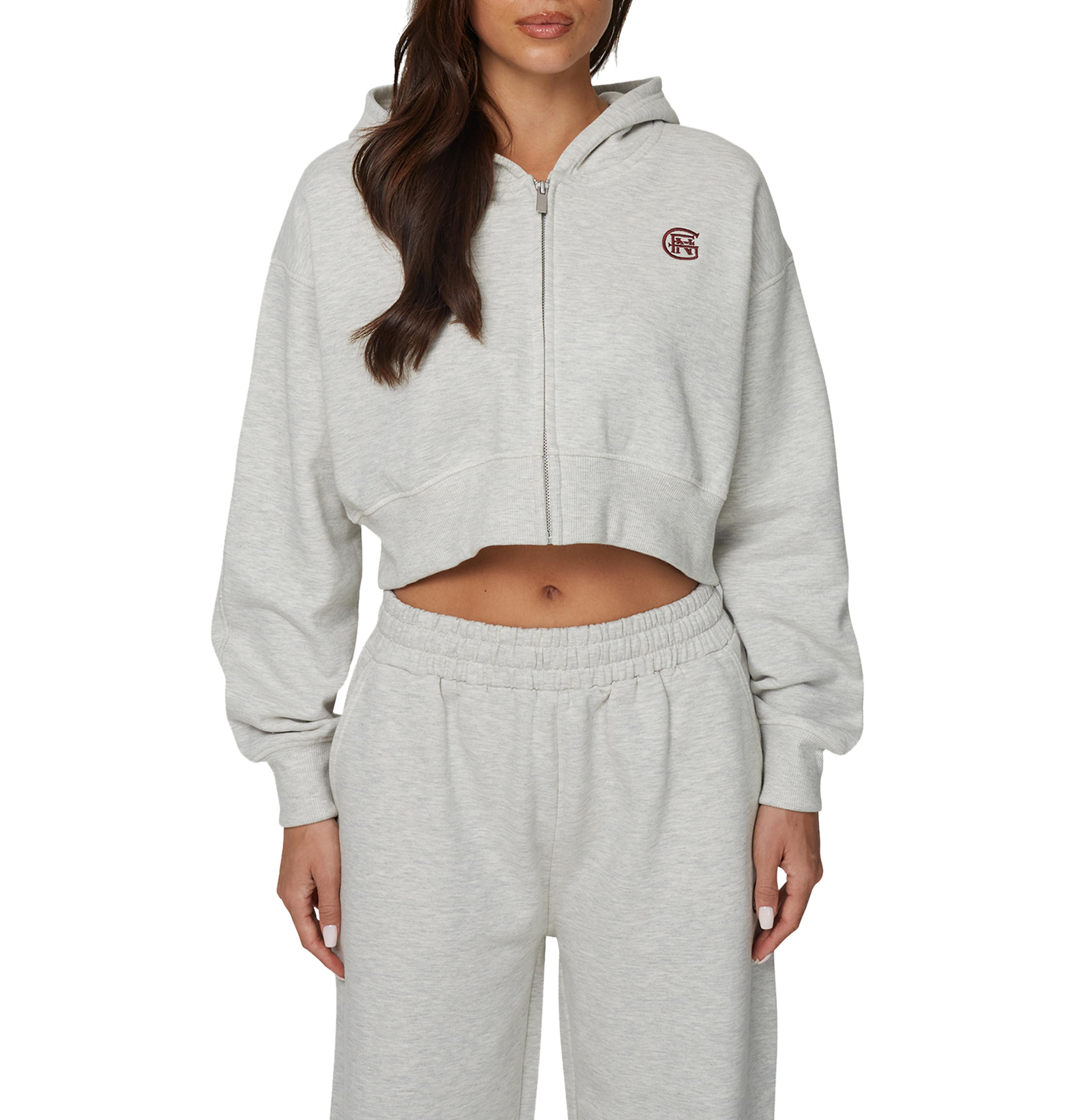 Good For Nothing Women's Cropped Zipped Halftone Hoodie