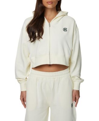 Women's Cropped Zipped Halftone Hoodie