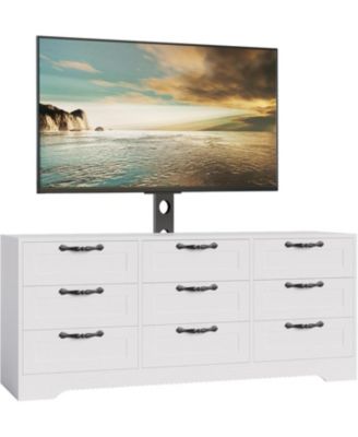 9 Drawer Dresser TV Stand with Mount for 32-85 in TVs, Modern Entertainment Center with Drawers, Media Console Table for Bedroom Living