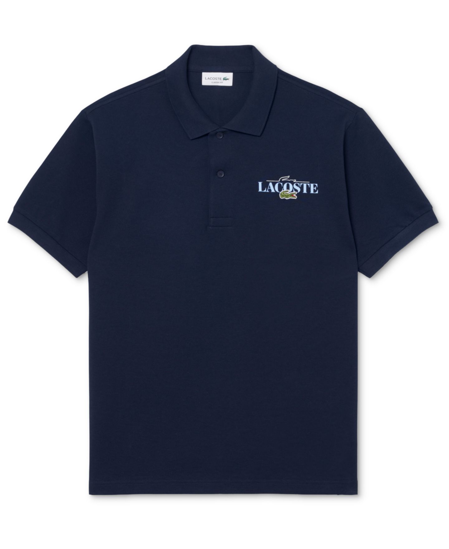 Мужское поло Lacoste Classic-Fit Printed Polo Shirt, цвет: Тёмно-синий — фото 5