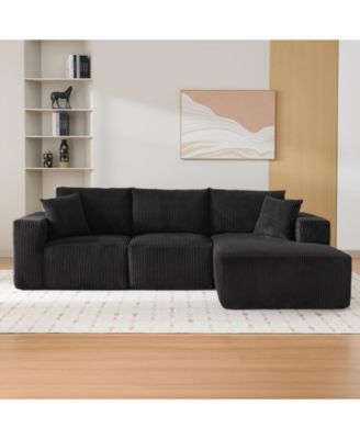 108" L-Shaped Modular Sectional Sofa, 3-Piece Corduroy Cloud Couch with Right Facing Chaise and Armrests, No Assembly