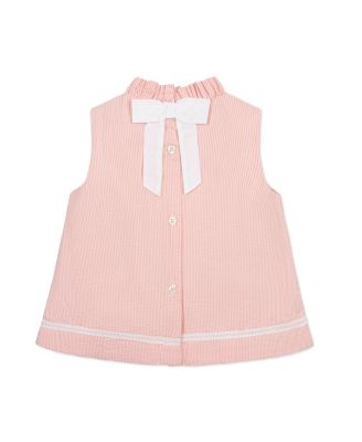 Big Girls Organic Ruffle Neck Seersucker Top