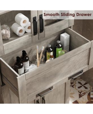 Tall Bathroom Cabinet, Storage Cabinet with Door and Drawer, Adjustable Shelf, Storage Freestanding for Laundry Room, Kitchen