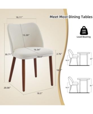 Dining Chair Set of 2,Linen Upholstered Dining Chair with Wood Legs,Wing Backrest,Wooden Kitchen Chair,Kitchen Chairs with Thick Cushions