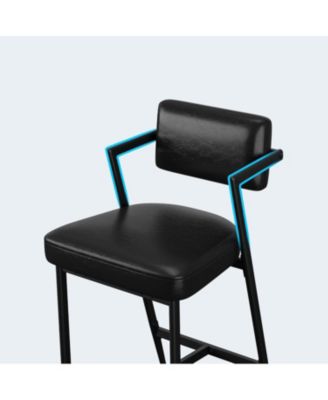 Bar Stools Set of 6 with Armrests,Counter Height Bar Stools of 6 with Backrest,Footrest, Thick Cushion and Thickened Metal Legs